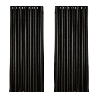 Artiss 2X Blockout Curtains Eyelet 240x230cm Black Shine